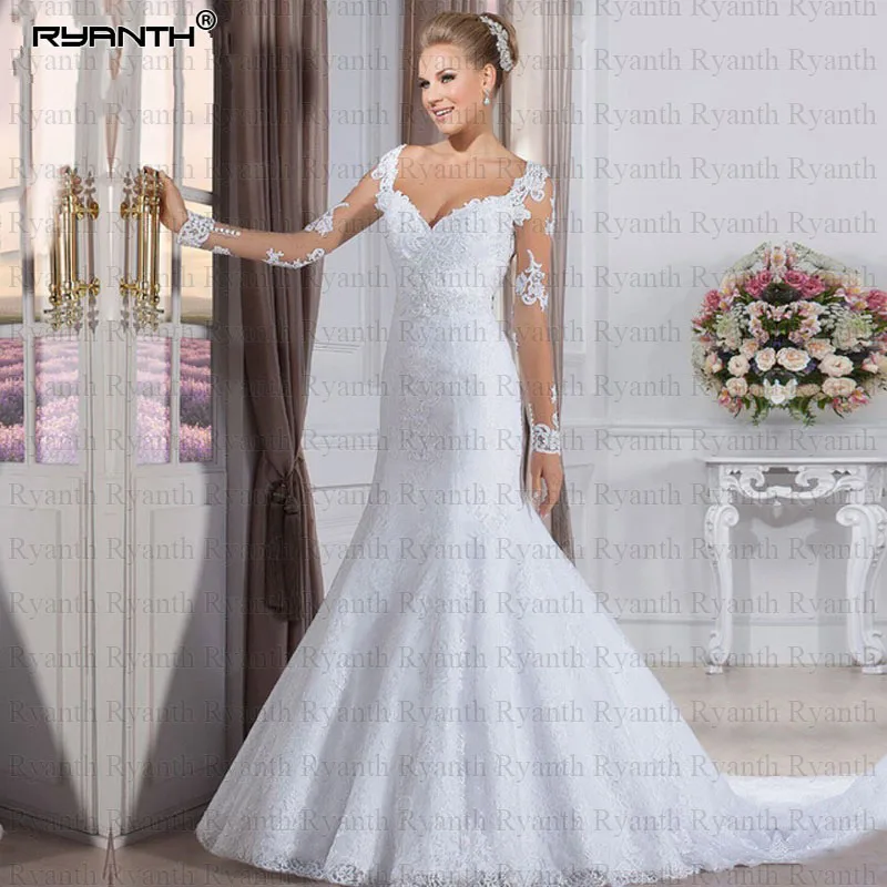 Custom Made Vestido de noiva Sexy Long Sleeves Lace Mermaid Wedding Dress 2019 Shinning Beads Robe de mariee Boho Wedding Gowns
Custom Made Vestido de noiva Sexy Long Sleeves Lace Mermaid Wedding Dress 2019 Shinning Beads Robe de mariee Boho Wedding Gowns