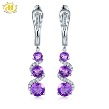 

Hutang Clip Earrings 2.83ct Natural Gemstone African Amethyst 925 Sterling Silver Fine Elegant Jewelry for Women Best Gift NEW