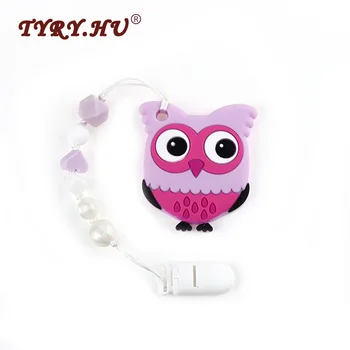 

TYRY.HU Owl Shaped Silicone Baby Teether Pendant Baby Feeding Pacifier Chain BPA Free Chewable Silicone Teething Nursing Beads