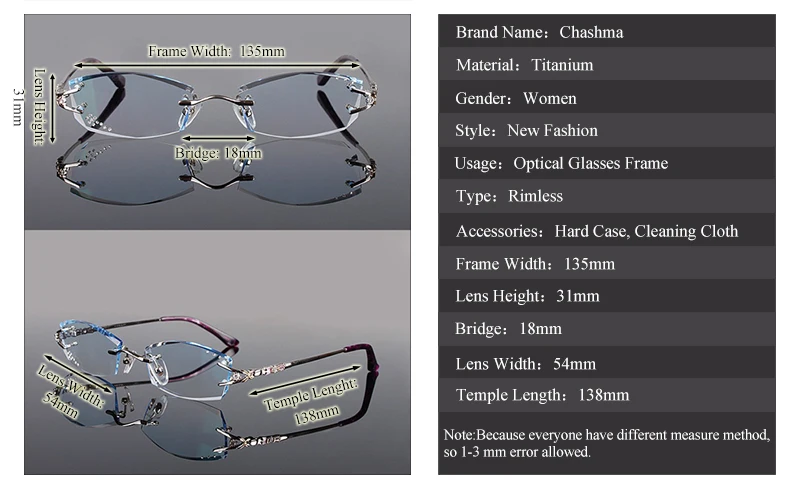 Chashma Ochki Women's Rimless Eyeglasses