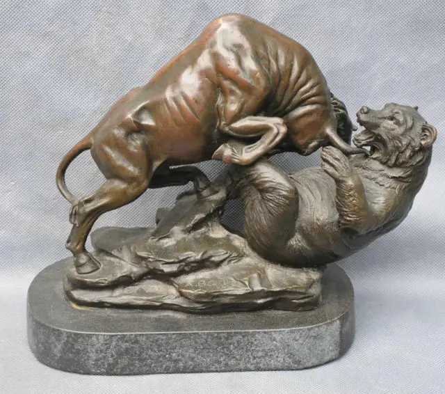 Фото ZSR бронзовые животные бык бой Тигр чудовище Искусство Скульптура Статуя