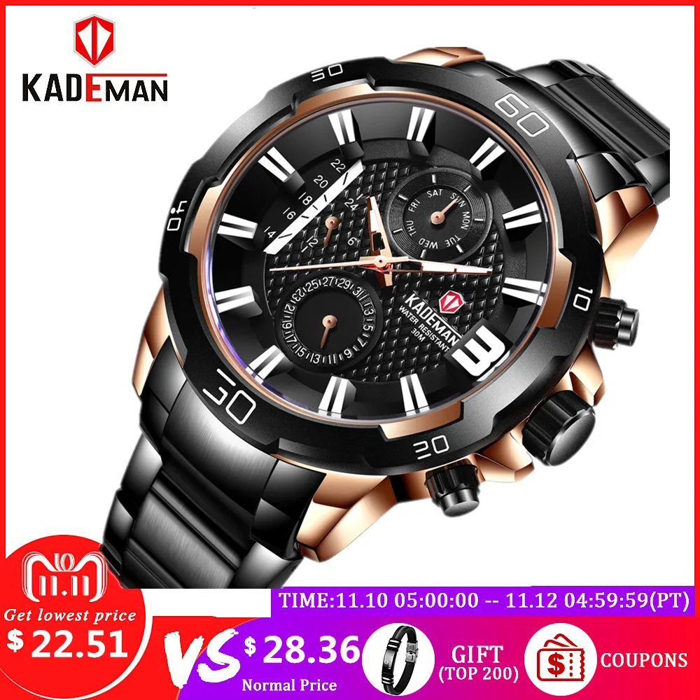 KADEMAN Men Watch TOP Brand Military Sport Quartz Wristwatches Stainless Steel Waterproof Fashion Gentry Male Date Clock Relogio
KADEMAN Men Watch TOP Brand Military Sport Quartz Wristwatches Stainless Steel Waterproof Fashion Gentry Male Date Clock Relogio