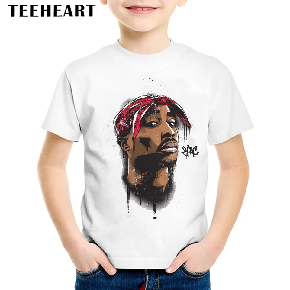 Детские футболки с принтом Тупак 2pac хип-хоп топы для мальчиков и девочек малышей |