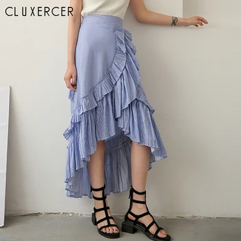 Summer skirt women 2019 Fashion Asymmetric ruffles mermaid skirts Casual striped high whaist Long Skirt for ladies
Summer skirt women 2019 Fashion Asymmetric ruffles mermaid skirts Casual striped high whaist Long Skirt for ladies