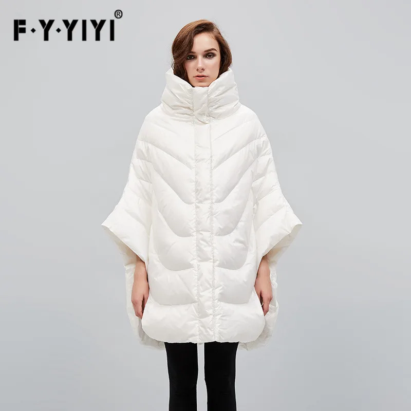 FYYIYI long down coat for woman Cloak long section of the European American style high collar loose down jacket women Bat type
FYYIYI long down coat for woman Cloak long section of the European American style high collar loose down jacket women Bat type