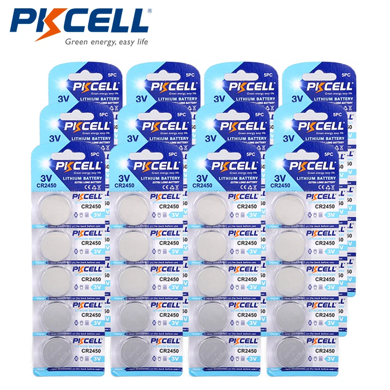 60Pcs/12Cards PKCELL 5029LC CR2450 2450 ECR2450 KCR2450 LM2450 button cell coin battery 3V lithium watch Battery
60Pcs/12Cards PKCELL 5029LC CR2450 2450 ECR2450 KCR2450 LM2450 button cell coin battery 3V lithium watch Battery