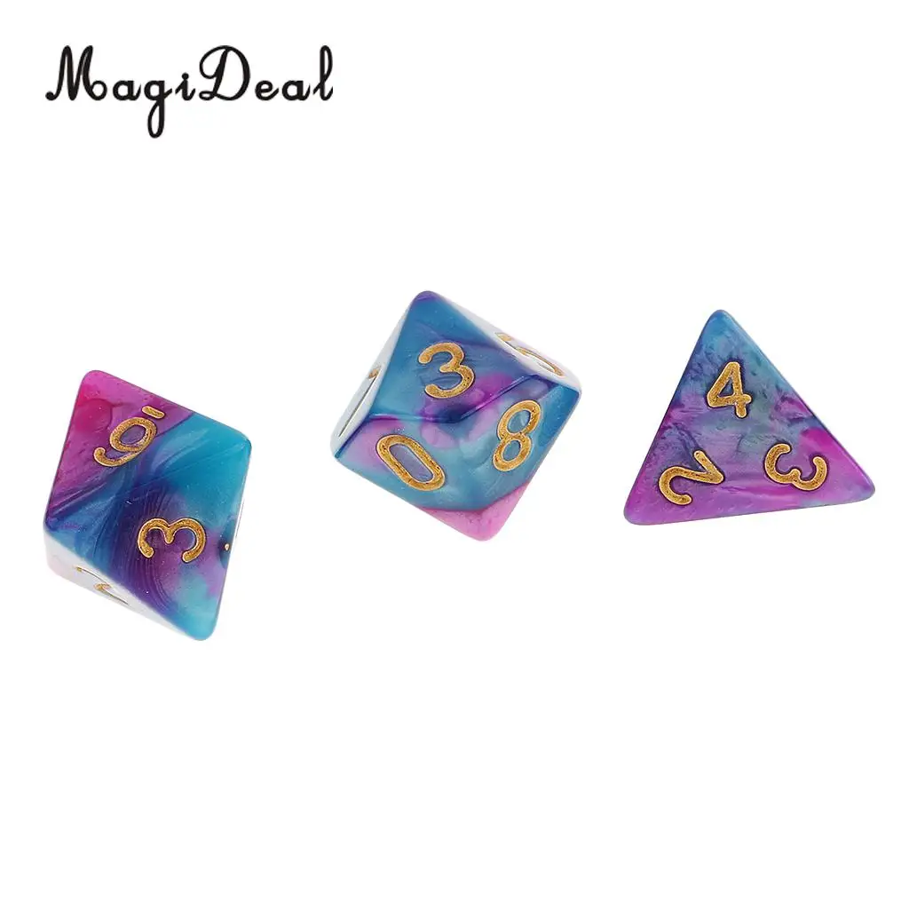 MagiDeal 42Pcs/Lot Double Colors Acrylic Polyhedral Dice 16mm for Dungeons Dragons DND MTG RPG Table Party Game Pub Bar Toys