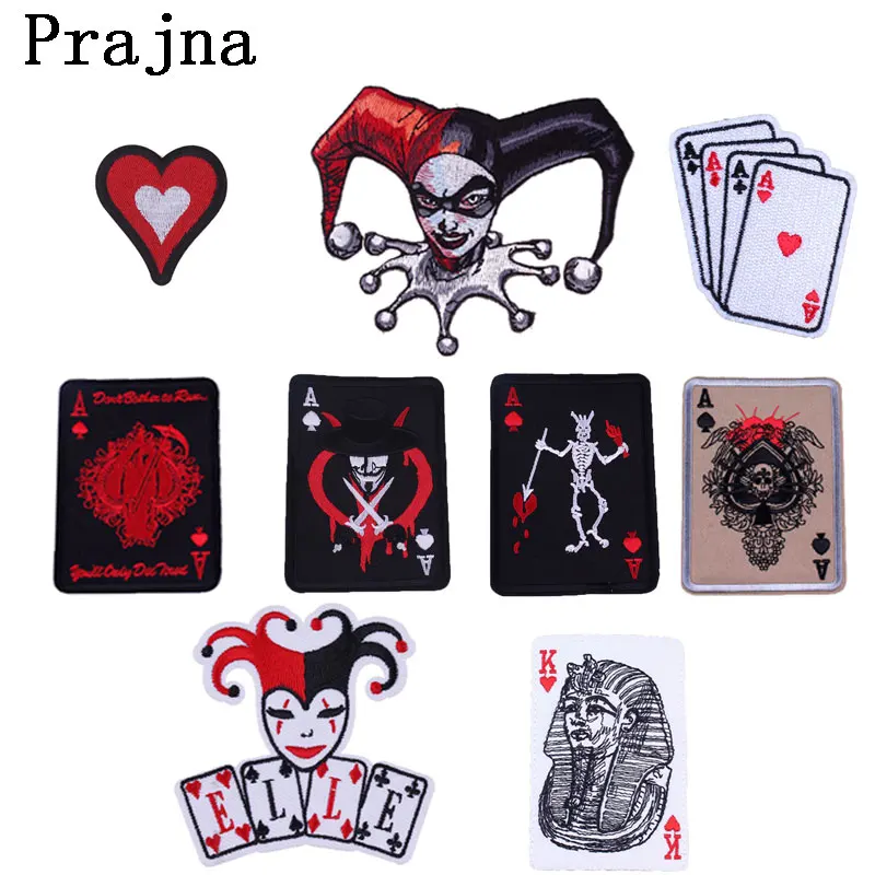 Prajna череп нашивки покер для одежды панк Death Card Poker Ace Of Spades железные значки