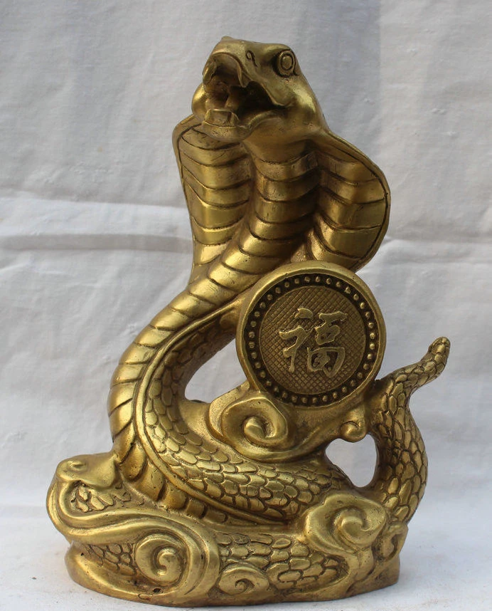 Chinese Brass Folk Fengshui Fu Rich Wealth Zodiac Year Eye Snake Statue-home decoration
Chinese Brass Folk Fengshui Fu Rich Wealth Zodiac Year Eye Snake Statue-home decoration