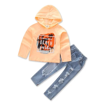 Autumn Fashion New Arrival Two-piece kids Suit 2018 Brand Orange Long Sleeve Hooded Tops+Torn Jeans Handsome Girls Clothes Set
Autumn Fashion New Arrival Two-piece kids Suit 2018 Brand Orange Long Sleeve Hooded Tops+Torn Jeans Handsome Girls Clothes Set