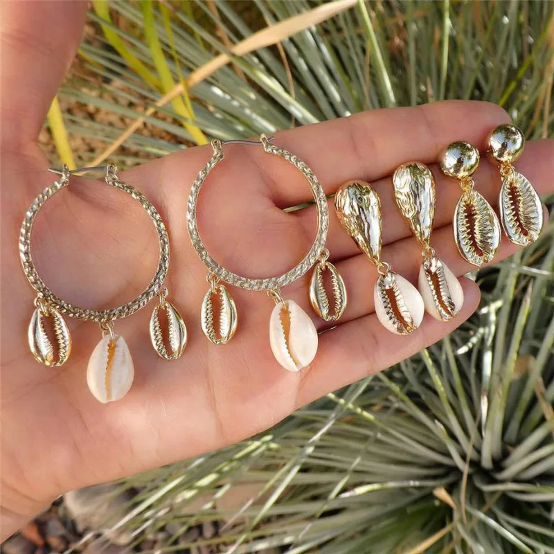 LETAPI New Bohemian Gold Starfish Conch Shell Big Circle Drop Earrings Set Fashion Shell Dangle Earrings for Woman
LETAPI New Bohemian Gold Starfish Conch Shell Big Circle Drop Earrings Set Fashion Shell Dangle Earrings for Woman