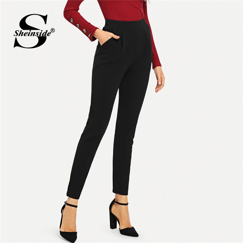 Sheinside Black Pocket Side Skinny Pants Office Lady Workwear 2018 Autumn Women Fashion High Waist Trousers Elastic Womens Pants
Sheinside Black Pocket Side Skinny Pants Office Lady Workwear 2018 Autumn Women Fashion High Waist Trousers Elastic Womens Pants