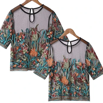 Vintage See Through Thin Tunic Blouse Plus Size Women Summer Shirt Sexy Crop Tops Semi Sheer Floral Embroidery Mesh Transparent
Vintage See Through Thin Tunic Blouse Plus Size Women Summer Shirt Sexy Crop Tops Semi Sheer Floral Embroidery Mesh Transparent