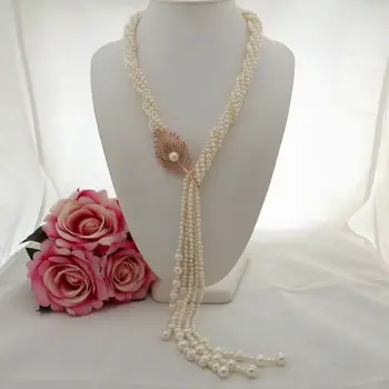 Hot sell 5strands white freshwater pearl necklace zircon feather accessories sweater chain long 58-68cm
Hot sell 5strands white freshwater pearl necklace zircon feather accessories sweater chain long 58-68cm