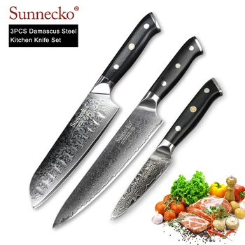 SUNNECKO Utility Chef Knife 3PCS Kitchen Knives Set Japanese Damascus VG10 Steel Chef Cooking Paring Cutter Tools G10 Handle
SUNNECKO Utility Chef Knife 3PCS Kitchen Knives Set Japanese Damascus VG10 Steel Chef Cooking Paring Cutter Tools G10 Handle