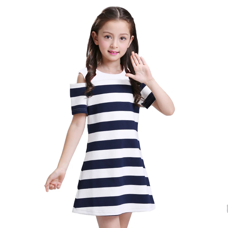 Brand Striped Girls Dress Big Girls Knitting 100% Cotton Bare Shoulders Stitching Vestido Preppy Style School Clothing 6y-12y
Brand Striped Girls Dress Big Girls Knitting 100% Cotton Bare Shoulders Stitching Vestido Preppy Style School Clothing 6y-12y