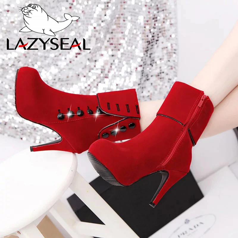 Женские ботинки на платформе LazySeal, модная красная обувь на высоком каблуке, женские зимние ботинки из флока на платформе с пряжкой, женская обувь
Женские ботинки на платформе LazySeal, модная красная обувь на высоком каблуке, женские зимние ботинки из флока на платформе с пряжкой, женская обувь