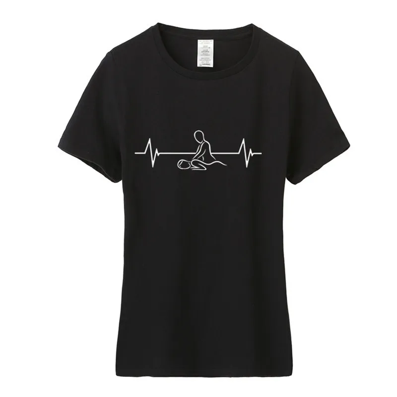 

Heartbeat of Massage Therapist T Shirt Women Girl O-neck Cotton Short Sleeve Massage T-shirt Female Tops TM-015