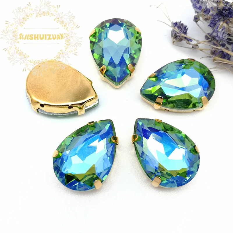 Best-selling Green AB color Water drop shape Crystal Glass Sew-on Rhinestones with gold Claw DIY wedding Dresses and Clothes
Best-selling Green AB color Water drop shape Crystal Glass Sew-on Rhinestones with gold Claw DIY wedding Dresses and Clothes