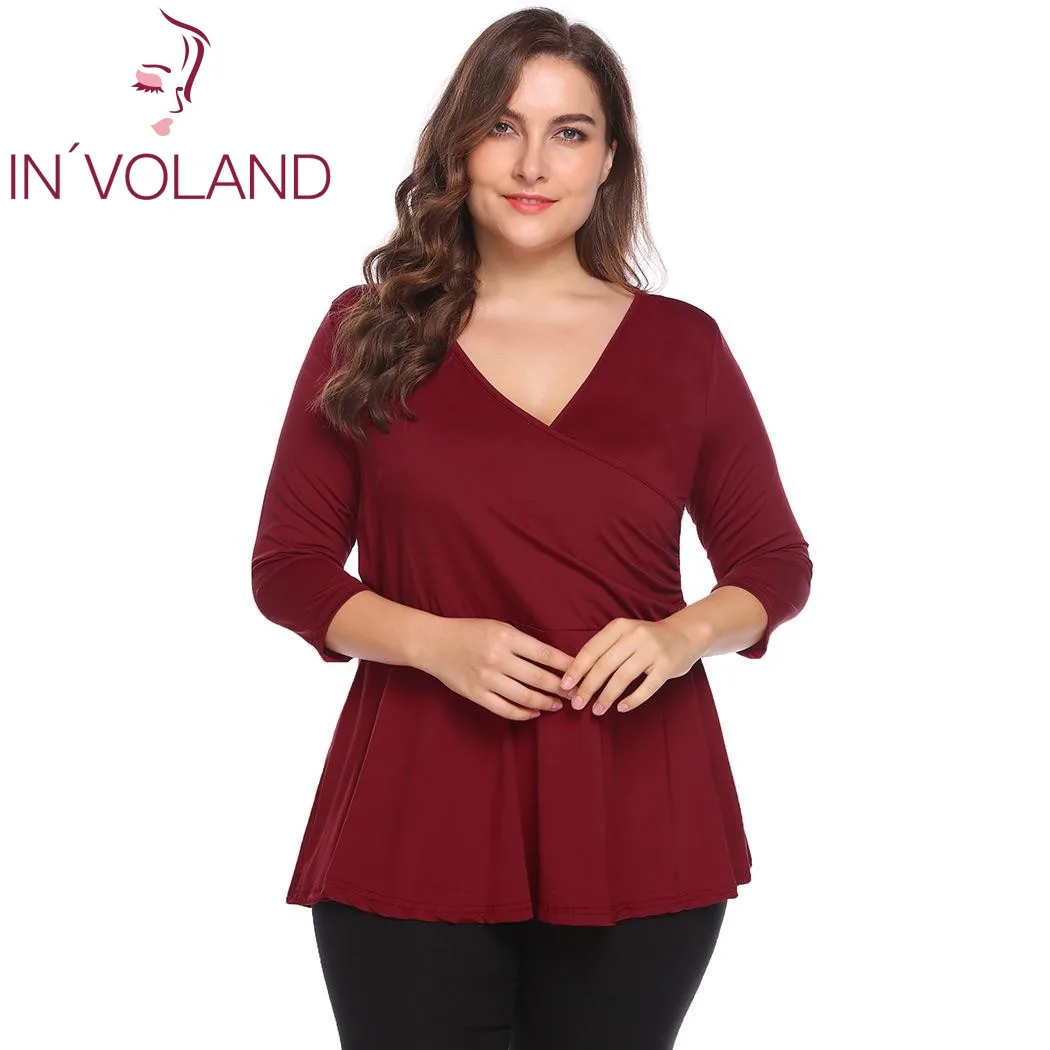 IN'VOLAND Plus Size 4XL Women's Vintage T-Shirts Tops Autumn V-Neck Solid Slim Fit Pullovers Large Peplum Tshirt Tees Big Size
IN'VOLAND Plus Size 4XL Women's Vintage T-Shirts Tops Autumn V-Neck Solid Slim Fit Pullovers Large Peplum Tshirt Tees Big Size