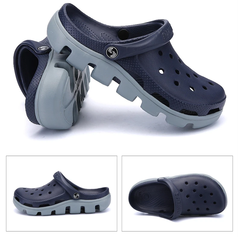 Brand Big Size 39-47 Croc Men Water Casual Aqua Clogs Hot Male Band Sandals Summer Slides Black Beach Swimming Shoes (10)