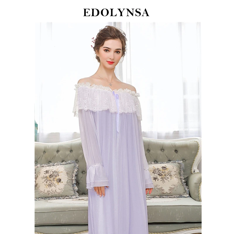 Autumn Sleepwear Women Vintage Nightgown Long Sleeve Slash Neck Pink Lace Night Dress Elegant Homewear Plus Size Nightwear H717
Autumn Sleepwear Women Vintage Nightgown Long Sleeve Slash Neck Pink Lace Night Dress Elegant Homewear Plus Size Nightwear H717