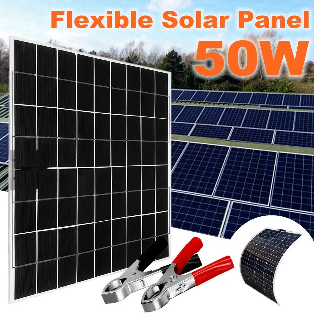 AUGIENB Flexible Solar Panel 18V 50W Large Polycrystalline Silicon Battery Mini Solar System Car Rood Marine Outdoor Charger
AUGIENB Flexible Solar Panel 18V 50W Large Polycrystalline Silicon Battery Mini Solar System Car Rood Marine Outdoor Charger