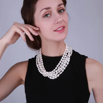 Freshwater Cultured White Pearl Necklace 7.5*11mm Oval Shape Multi Row Wedding Party Necklace
Freshwater Cultured White Pearl Necklace 7.5*11mm Oval Shape Multi Row Wedding Party Necklace