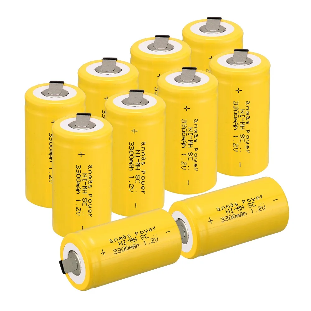 10Pcs Anmas Power Yellow Color 1.2V 3300mAh SC NI-MH Rechargeable Battery NI-MH Sub C Rechargeable Battery Cell
10Pcs Anmas Power Yellow Color 1.2V 3300mAh SC NI-MH Rechargeable Battery NI-MH Sub C Rechargeable Battery Cell