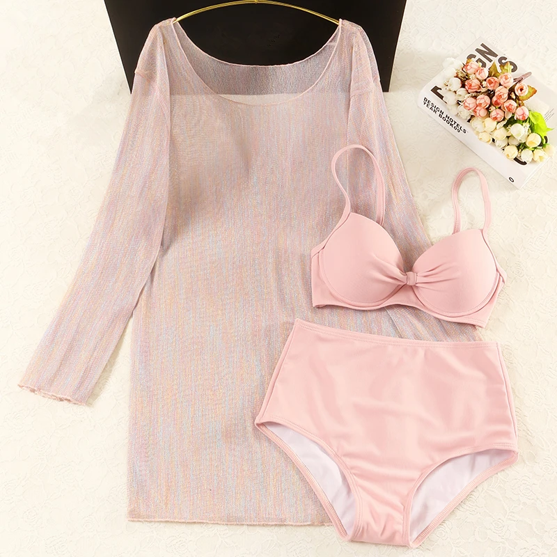 Solid Bikinis Set Pink Long Sleeve Cover-Ups Push Up Swimwear Brazilian Swimsuit Bathing Suit Maillot De Bain swim suit 3 piece
Solid Bikinis Set Pink Long Sleeve Cover-Ups Push Up Swimwear Brazilian Swimsuit Bathing Suit Maillot De Bain swim suit 3 piece