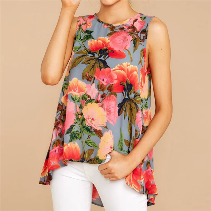 2019 Summer Cool Casual Tops Round Neck Print Sleeveless Vest Loose Chiffon T-Shirt Top Short Top Fashion Woman Clothes
2019 Summer Cool Casual Tops Round Neck Print Sleeveless Vest Loose Chiffon T-Shirt Top Short Top Fashion Woman Clothes