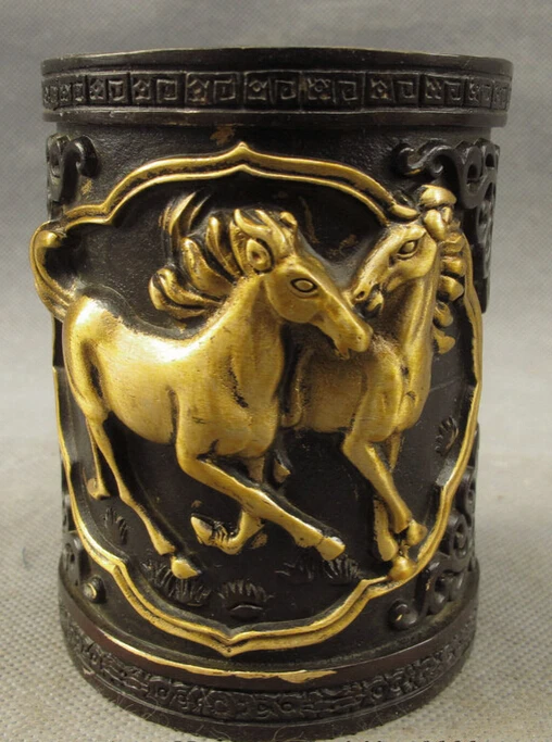 song voge gem S3465 Chinese Bronze Gilt Year Zodiac Run Horse Statue Brush Pot Barrel Pencil Vase
song voge gem S3465 Chinese Bronze Gilt Year Zodiac Run Horse Statue Brush Pot Barrel Pencil Vase