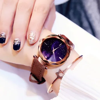 Fashion Women Prismatic Glass Scale Starry Sky Faux Leather Quartz Wrist Watch Personality Elegant orologio donna
Fashion Women Prismatic Glass Scale Starry Sky Faux Leather Quartz Wrist Watch Personality Elegant orologio donna