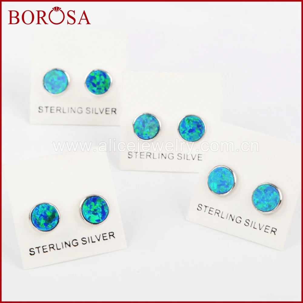 BOROSA New Collection 100% Pure Silver Blue Japanese Opal Round Bezel Stud Earrings for Women, Fashion Round Stud Earrings SS188
BOROSA New Collection 100% Pure Silver Blue Japanese Opal Round Bezel Stud Earrings for Women, Fashion Round Stud Earrings SS188