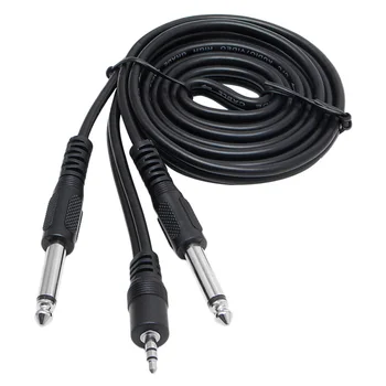 1.5M Double Male 1/4" 6.35mm Mono Jack to Stereo 1/8" 3.5mm Jack Cable Cord