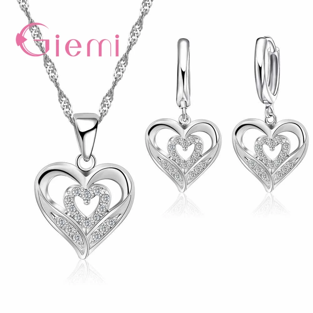 Latest SSilver Color Jewelry Sets Heart In Heart Necklace Earrings Pendant Pendant for Women Bridal Party Engagement Gifts
Latest SSilver Color Jewelry Sets Heart In Heart Necklace Earrings Pendant Pendant for Women Bridal Party Engagement Gifts