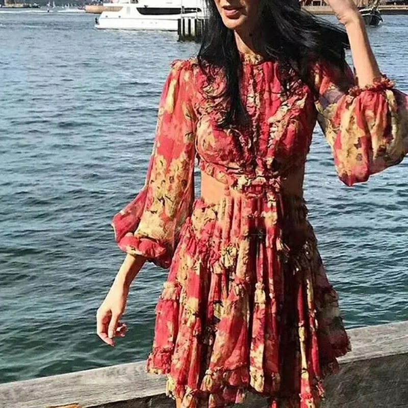 2019 New Summer Sexy Women Print Hollow Out Dress Vinatge Long Sleeve Ruffles Floral Printed Chiffon Dress
2019 New Summer Sexy Women Print Hollow Out Dress Vinatge Long Sleeve Ruffles Floral Printed Chiffon Dress