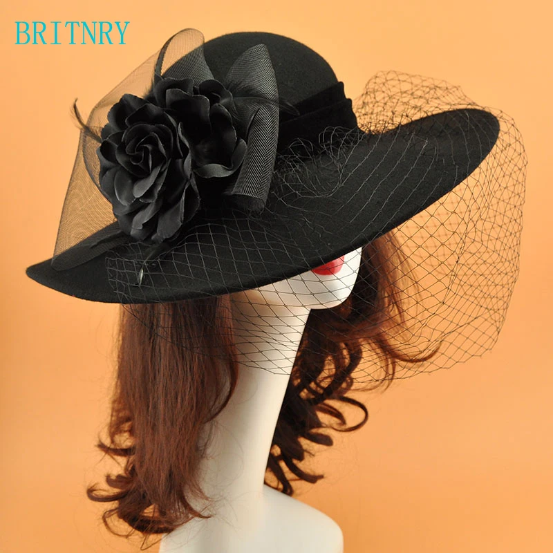 BRITNRY 2018 Winter Ladies Wedding Hats Bow with Flower Black Hat Wedding Evening Party High Quality Elegant Bridal Hats
BRITNRY 2018 Winter Ladies Wedding Hats Bow with Flower Black Hat Wedding Evening Party High Quality Elegant Bridal Hats