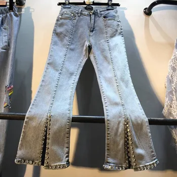 2019 summer new women jeans embroidered flares diamond high waist split flare pants female sexy ankle length pants bottomings
2019 summer new women jeans embroidered flares diamond high waist split flare pants female sexy ankle length pants bottomings
