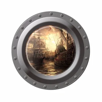 Creative Home Decor 3D Submarine Window Wall Stickers Sunset Pirate Ship Pattern For Refrigerator, Door, Wall Tile Decor 43x43CM
Creative Home Decor 3D Submarine Window Wall Stickers Sunset Pirate Ship Pattern For Refrigerator, Door, Wall Tile Decor 43x43CM