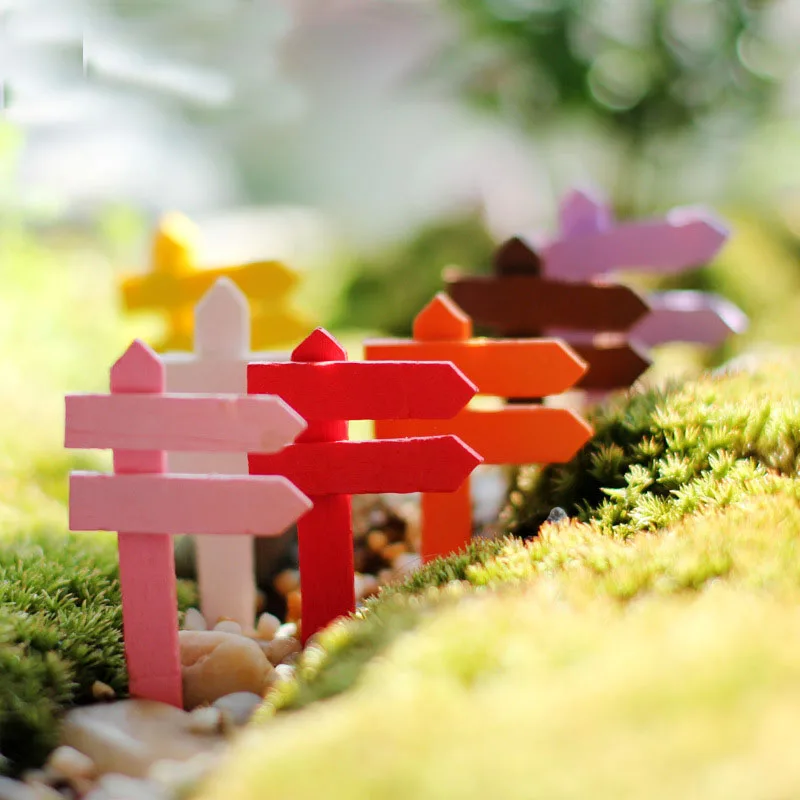 10Pcs Miniature Wood Fence Signpost Craft Garden Decor Micro Landscape DollZJP 
