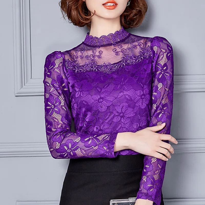 Basic Shirts Blouses Sheer Hot Women Fashion Autumn Winter Slim Fit Bodysuit Parchwork Black Mesh Red Black Lace Turtleneck Top
Basic Shirts Blouses Sheer Hot Women Fashion Autumn Winter Slim Fit Bodysuit Parchwork Black Mesh Red Black Lace Turtleneck Top