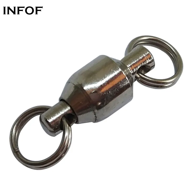 

INFOF 50 pieces/lot Carp Fishing Swivels Ball Bearing Swivel with Split Ring Fishing Connector Sea Terminal Tackle pesca