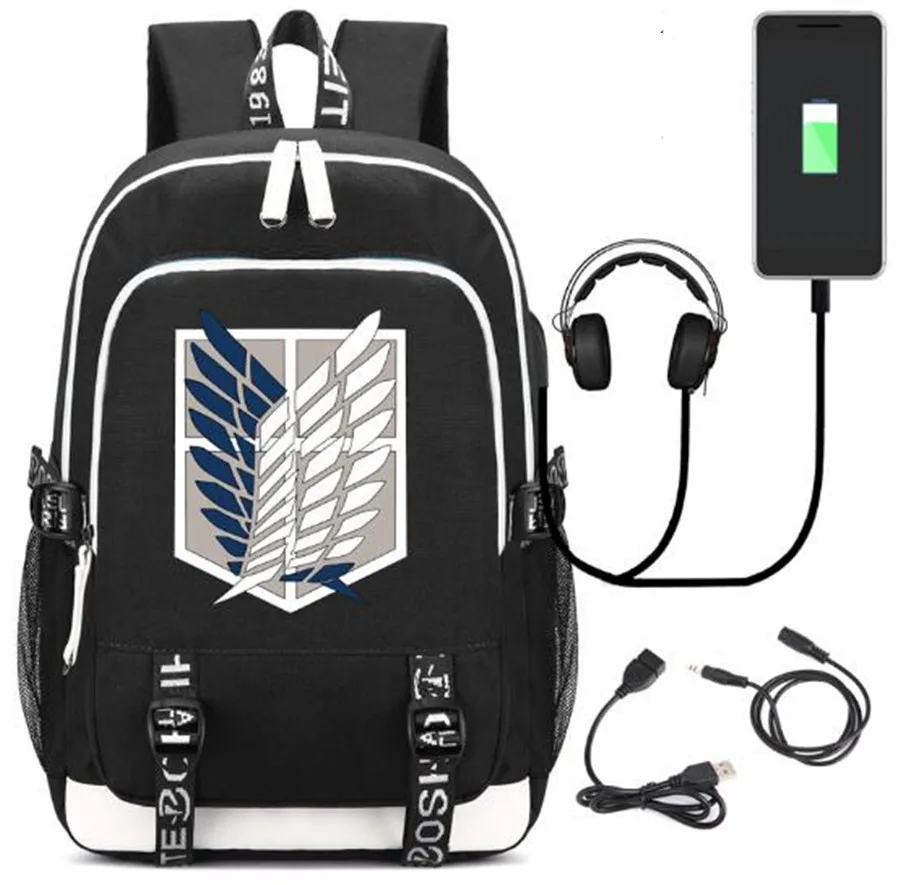 Attack on Titan Backpack Bag Canvas Rucksack w/ USB Fashion Port and Lock / Headphone Anime Book Bag Laptop
Attack on Titan Backpack Bag Canvas Rucksack w/ USB Fashion Port and Lock / Headphone Anime Book Bag Laptop