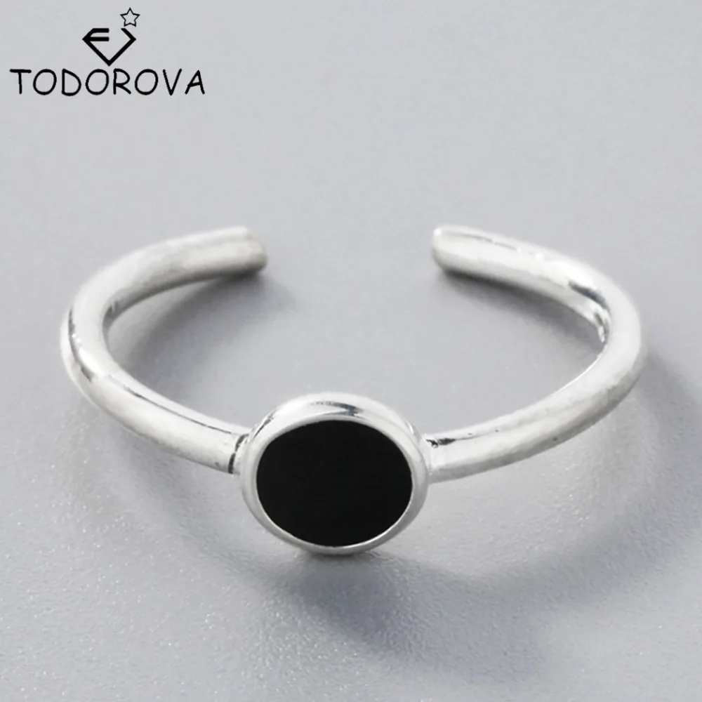 Todorova Christmas Gift Wholesale 925 Sterling Silver Ring Black Circle Round Adjustable Rings Simple Jewelry for Woman
Todorova Christmas Gift Wholesale 925 Sterling Silver Ring Black Circle Round Adjustable Rings Simple Jewelry for Woman