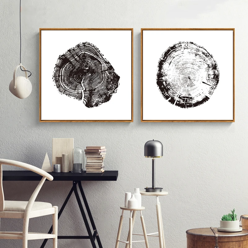 Nordic-Minimalist-Canvas-Decorative-Picture-Black-White-Tree-Ring-Canvas-Print-Painting-Poster-Art-Wall-Decor