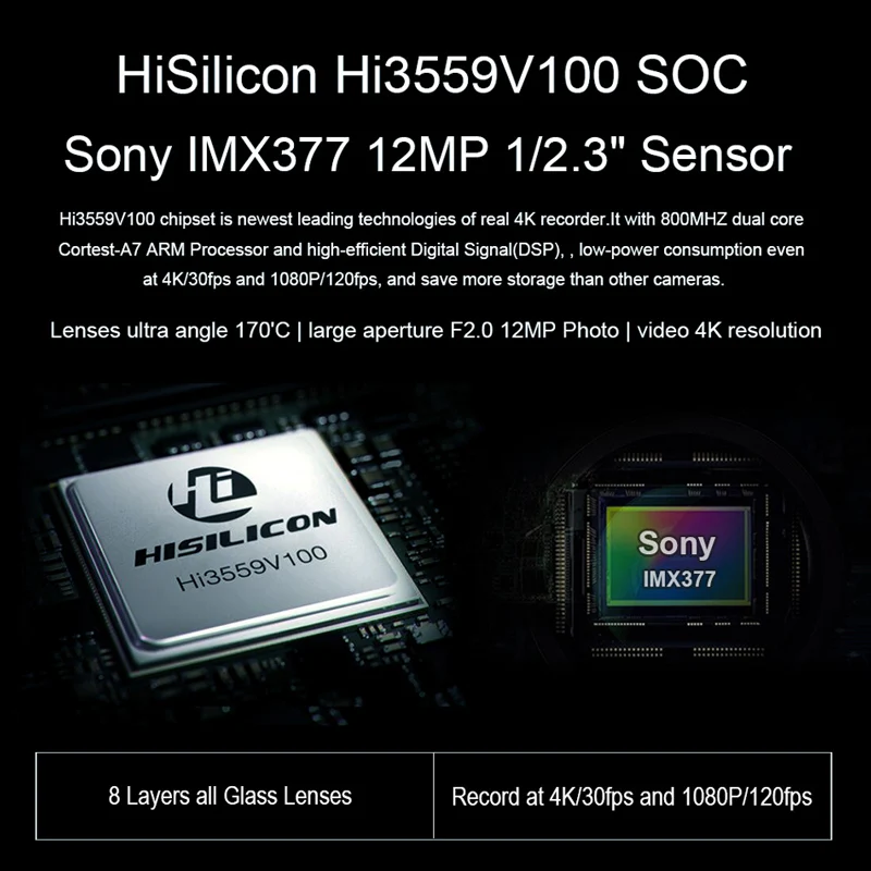 SOOCOO S300 экшн Камера 2 35 "сенсорный экран с ЖК дисплеем Hi3559V100 + IMX377 4 K 30fps 1080 P 120fps EIS Wi