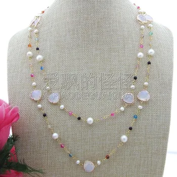 N101807 48" White Round Freshwater Pearl Multi Onyx Glass Necklace
N101807 48" White Round Freshwater Pearl Multi Onyx Glass Necklace