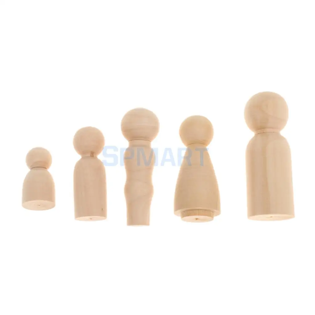 20pcs Wooden Family People Nesting Set Plain Unfinished Peg Dolls DIY Making Findings Cake Topper DIY Craft Kids Toy Gift