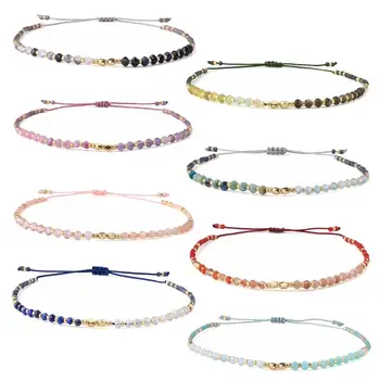 

KELITCH Handmade Friendship Miyuki Seed Beaded String Bracelets Adjustable Sparkly Crystal Beads Strands Bracelets String Bangle